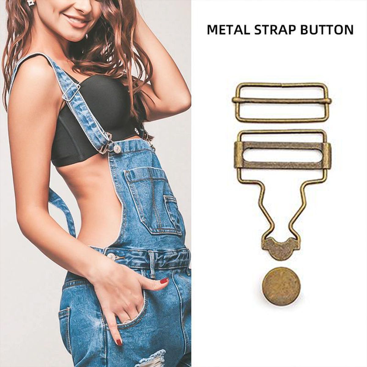 6 Sets Metal Strap Adjuster Overalls Buckles Bronze