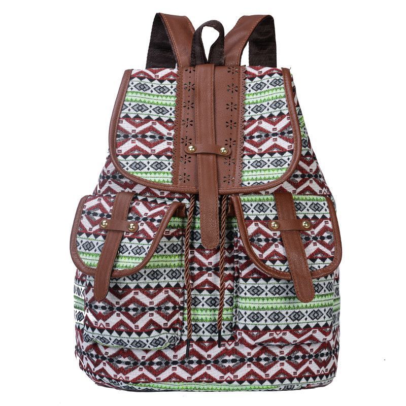 Canvas Backpack, Ethnic Floral Print