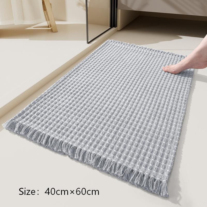 Tassel Woven Bath Mat, Grey, 40×60cm
