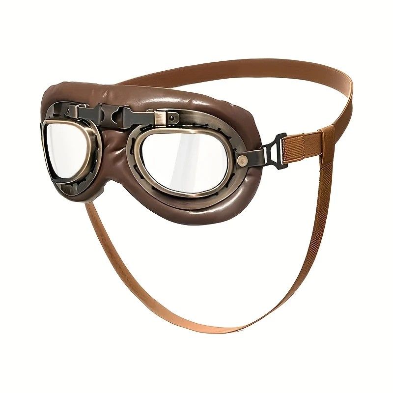 Retro Aviator Dog Goggles | Windproof & UV Protection Adjustable Foldable Sunglasses for Medium-Large Dogs(Bronze-transparent lens)