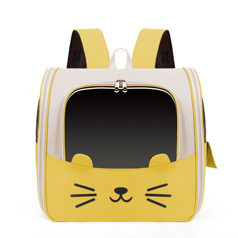 Pet Backpack Carrier for Dogs Cats – Breathable Lightweight Oxford Fabric, 3D Pressure Relief, Front Open Large Size, Travel Essential(yellow)