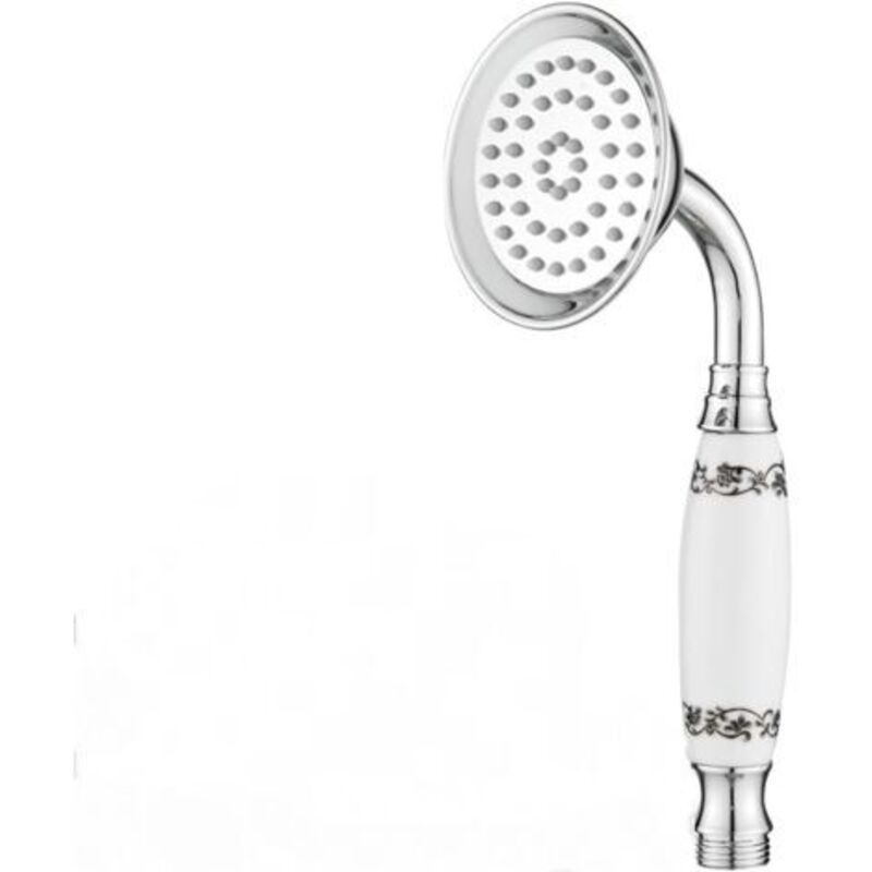 Classic Shower Knob Patterned Ceramic Handle in Ceramic Retro Sprayer a Hand of Traditional Style Telephone Sprayer a Hand Chrome Victorian