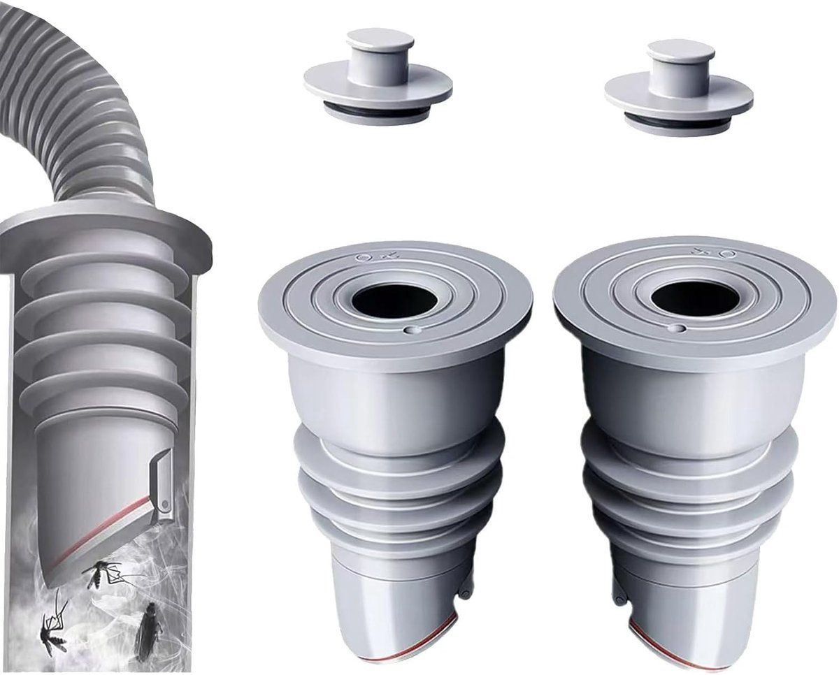 2 Piece Universal Washing Machine Drain Stopper Set, Anti Odor, 35 to 40 mm