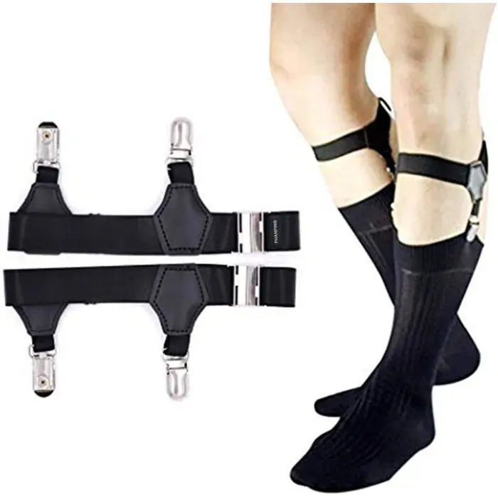 2 Pack Adjustable Sock Clips for Men, Metal Non Slip
