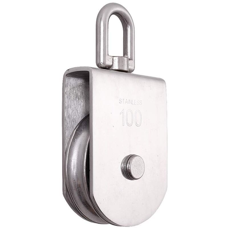 M100 Single Pulley Roller 304 Stainless Steel Heavy Duty Swivel Lifting Rope Block, 1000kg Load