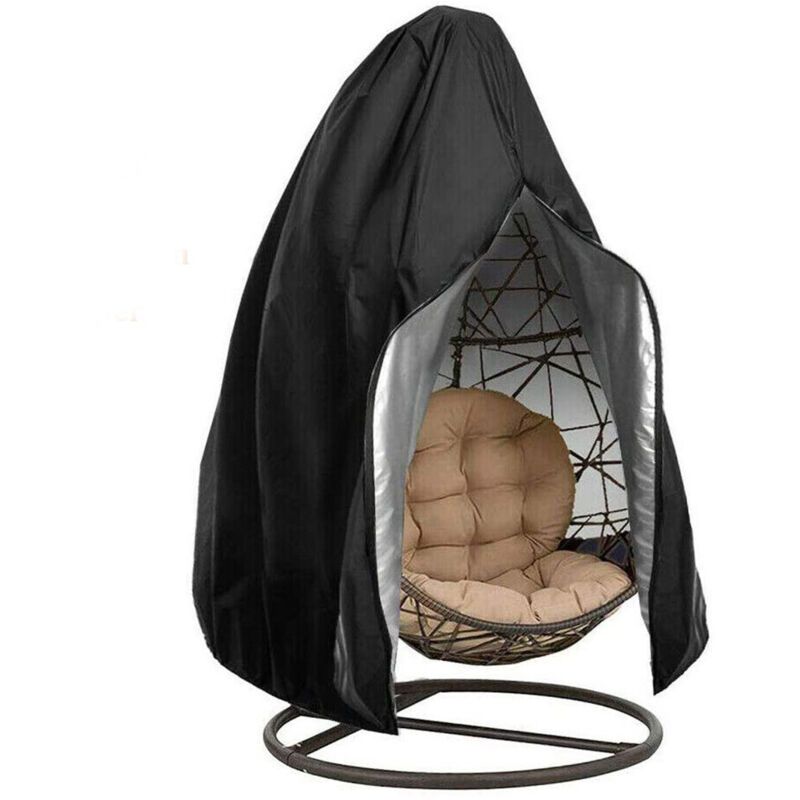 Hanging Chair Cover, Hanging Armchair Cover, Protective Cover for Egg Chair, Waterproof Furniture Cover with Zipper, Black, 230 x 200cm