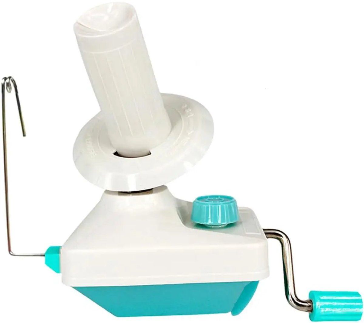 Hand Operated Yarn Winder, Plastic And Metal Knitting Tool For Fast Tangle Free Winding, For Crochet And Knitting, White Blue, 12 x 10.3 x 17 cm