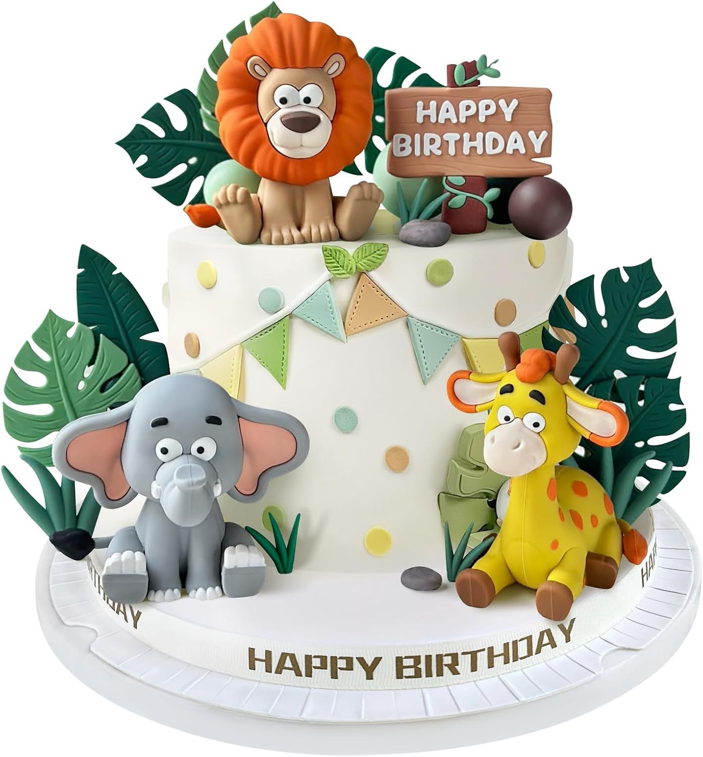 23 Piece Safari Cake Topper Set Jungle Animal Design