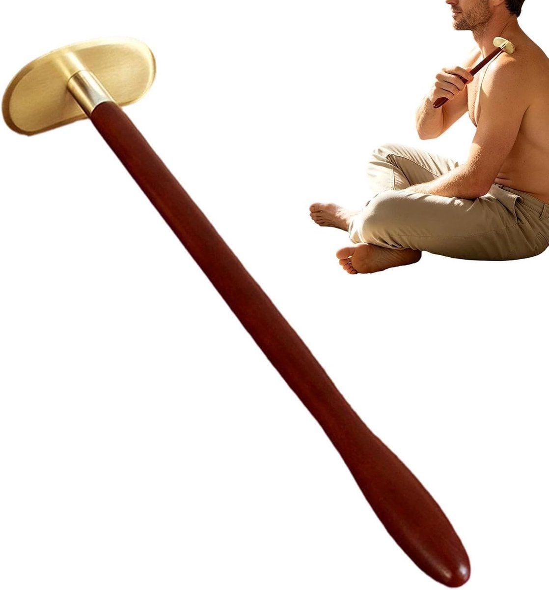 Brass Gua Sha Scraper, Ergonomic Massage Tool for Back Neck and Face, Portable for Home Travel and Spa