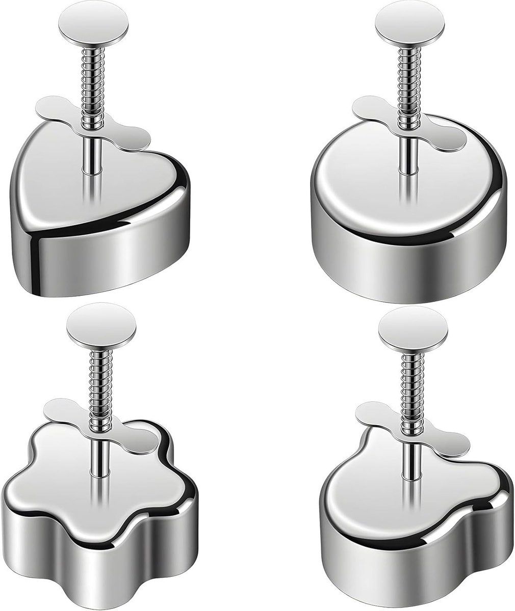4Pcs Stainless Steel Rice Ball Molds Set, Sushi Maker Molds with Bear Flower Heart Ball Shapes for Kids Snacks