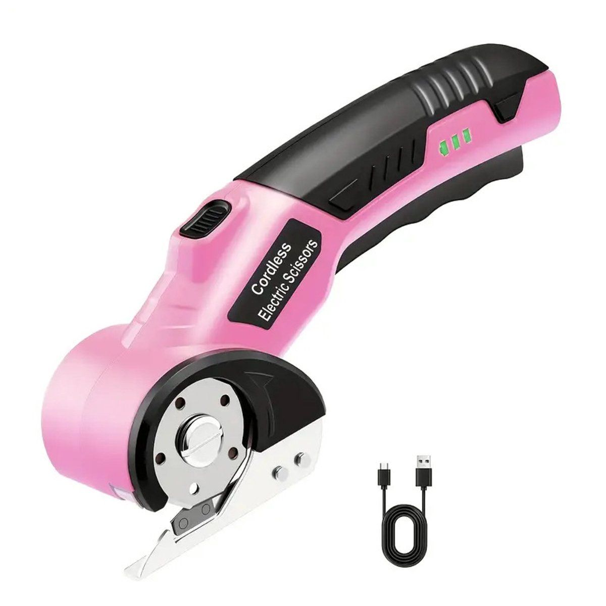 Cordless Electric Scissors, Handheld Fabric Cutter for Fabric, Carpet, Leather, Pink