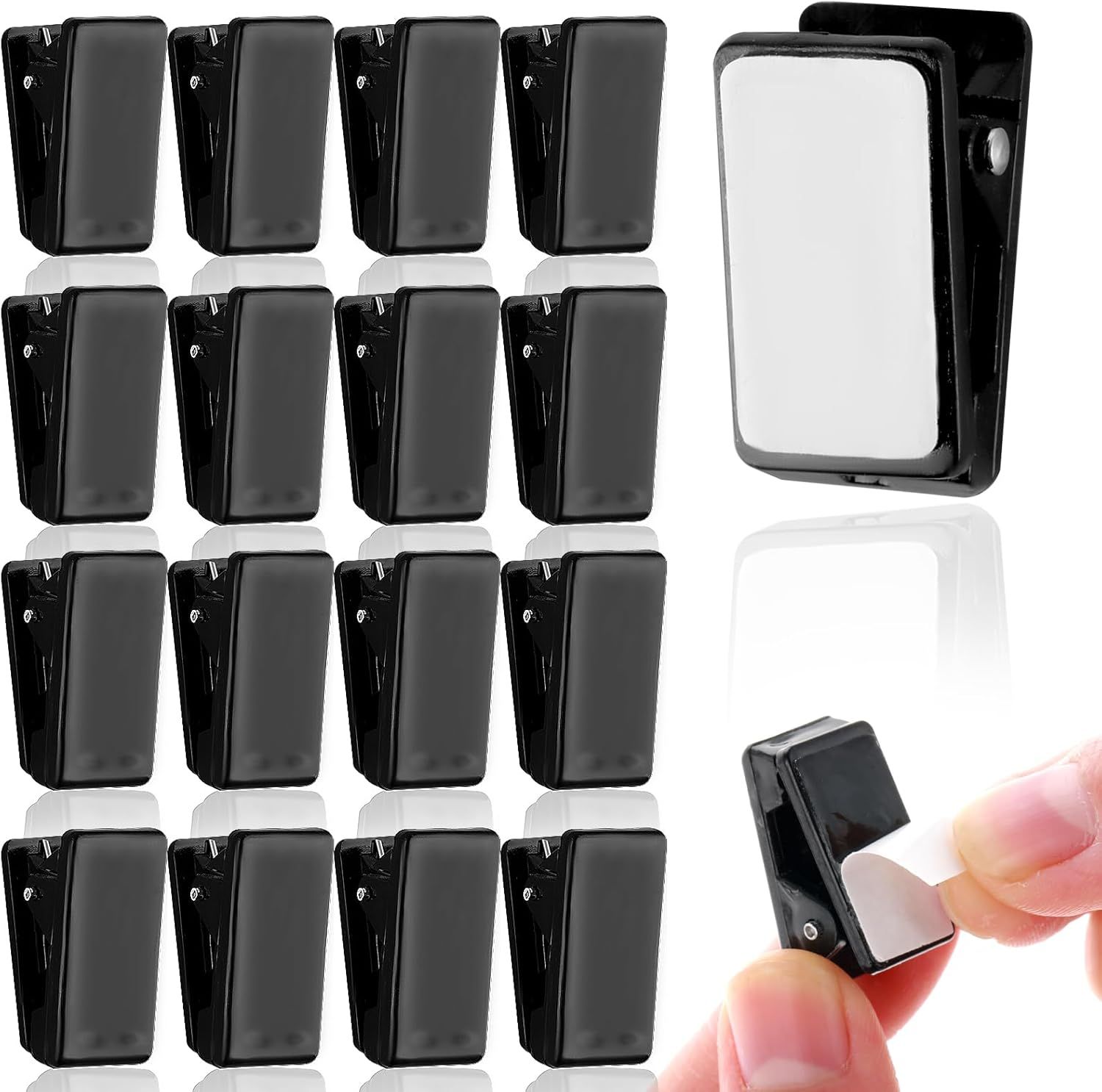 15 Pcs Self Adhesive Tapestry Clips - Double-Sided Adhesive Spring Clips for Blanket, Poster, Clothing, Wall Flag (Black)