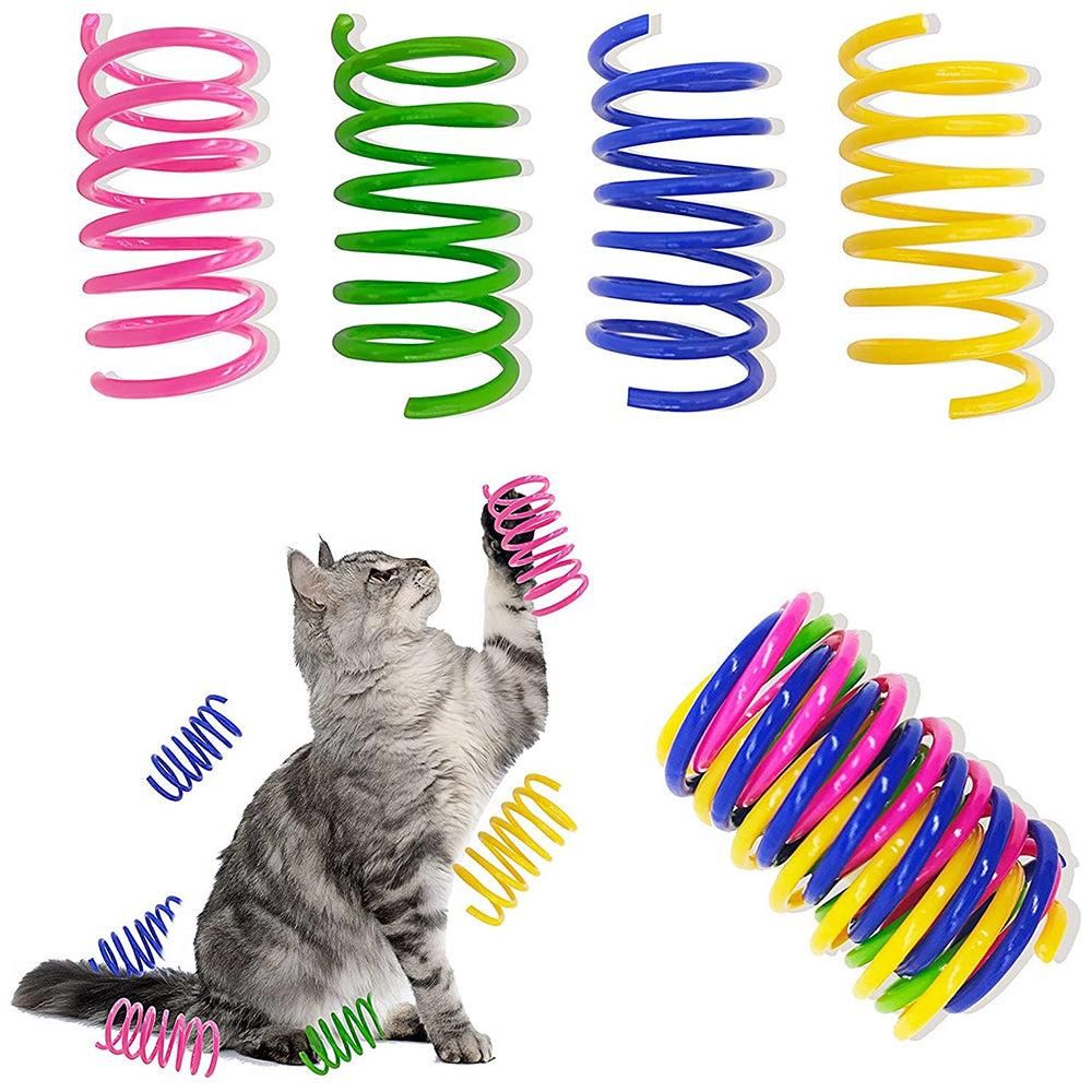 40Pcs Cat Spring Toys Colorful Cat Spiral Bouncy Toys Interactive Toys for Cats and Kittens