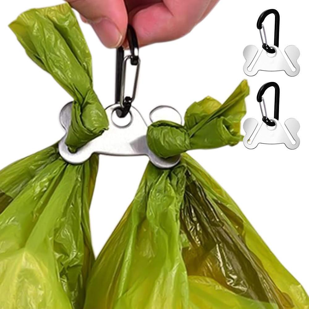 2PCS Metal Dog Poop Bag Holder Clips - Hands-Free Leash Attachment