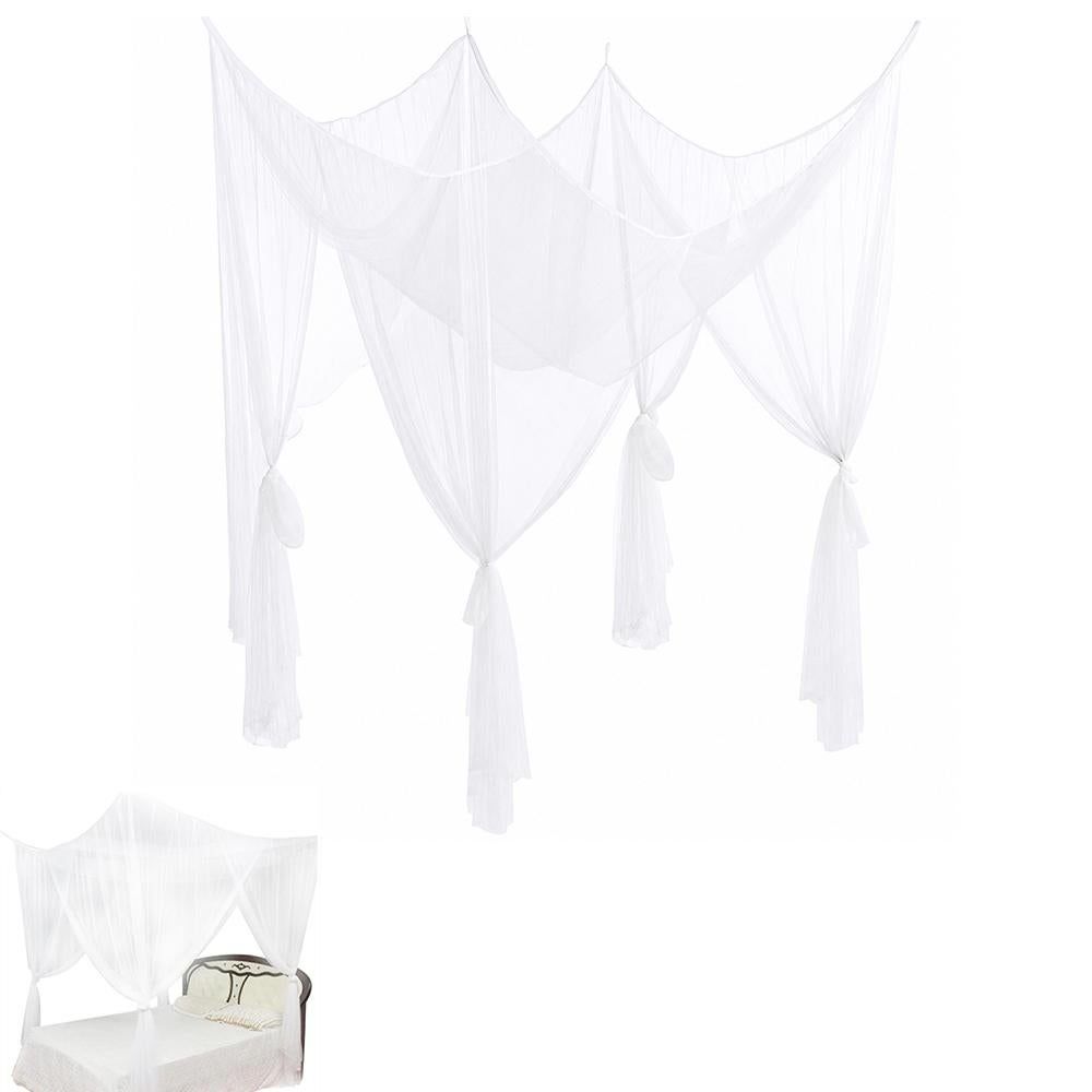4 Opening Bed Canopy Net for Double Queen Bed Hanging Bed Net - White