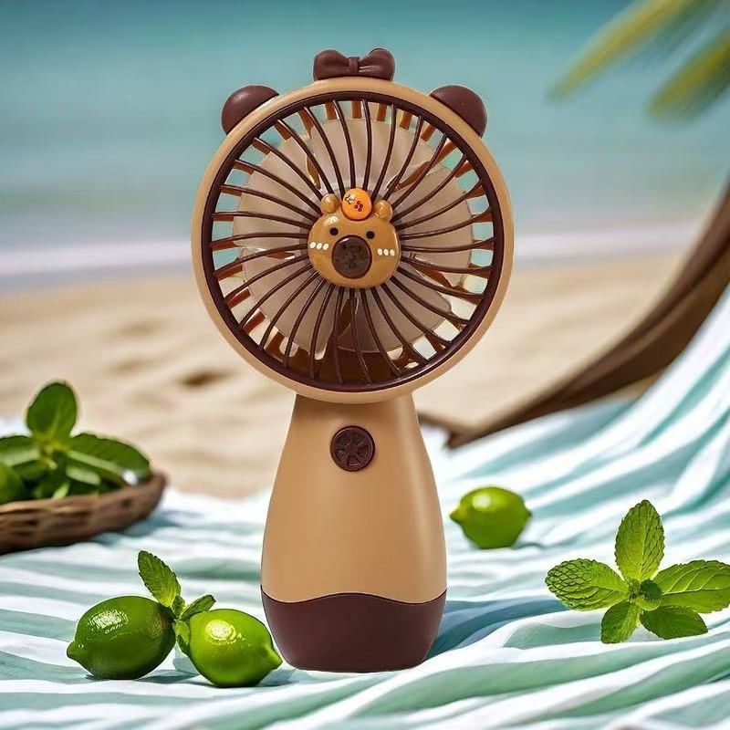 Handheld & Desktop USB Rechargeable Mini Fan-Brown Coffee