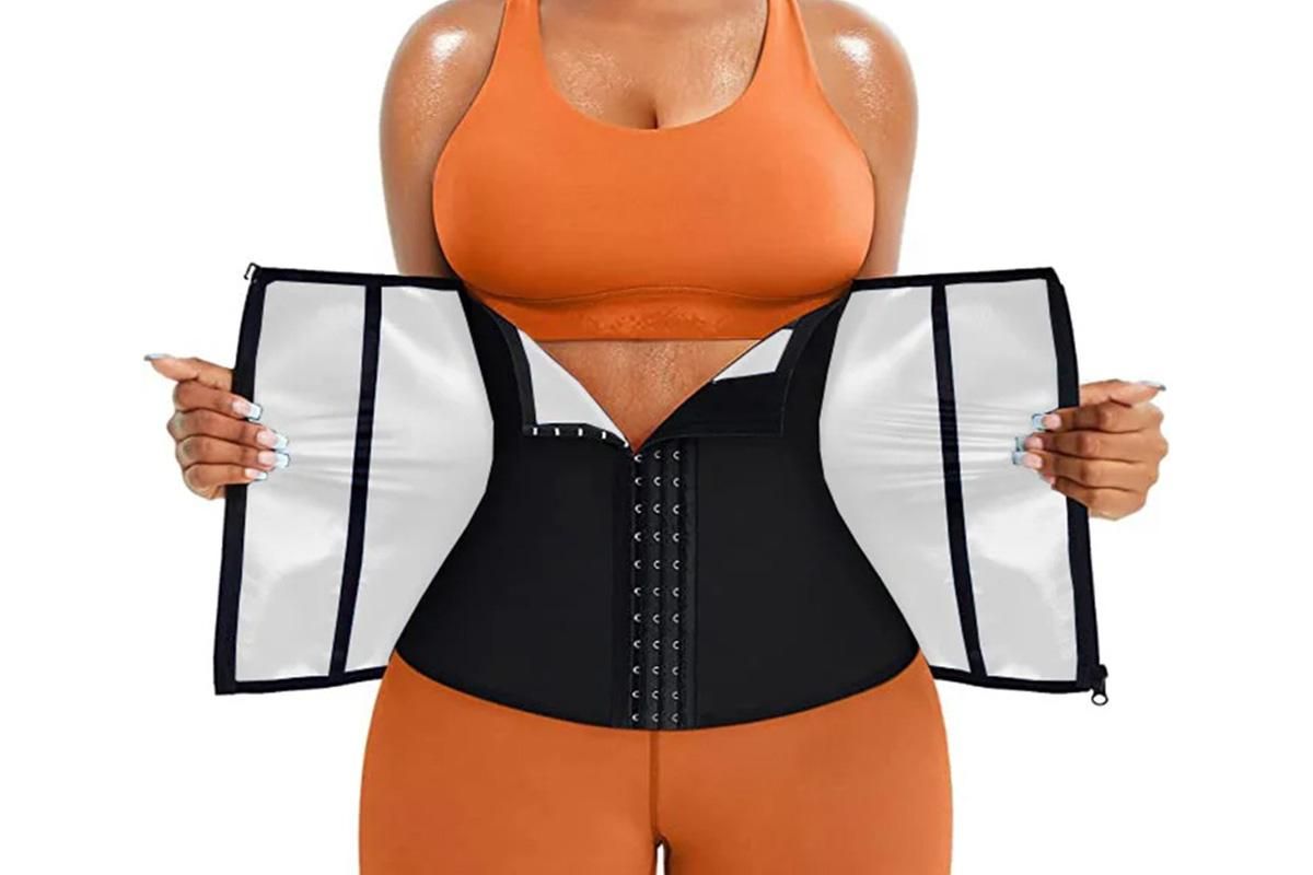 Women's Workout Waist Trainer - 3-Row Hook & Zip Slimming Belt for Yoga & Fitness - Silver & XXL