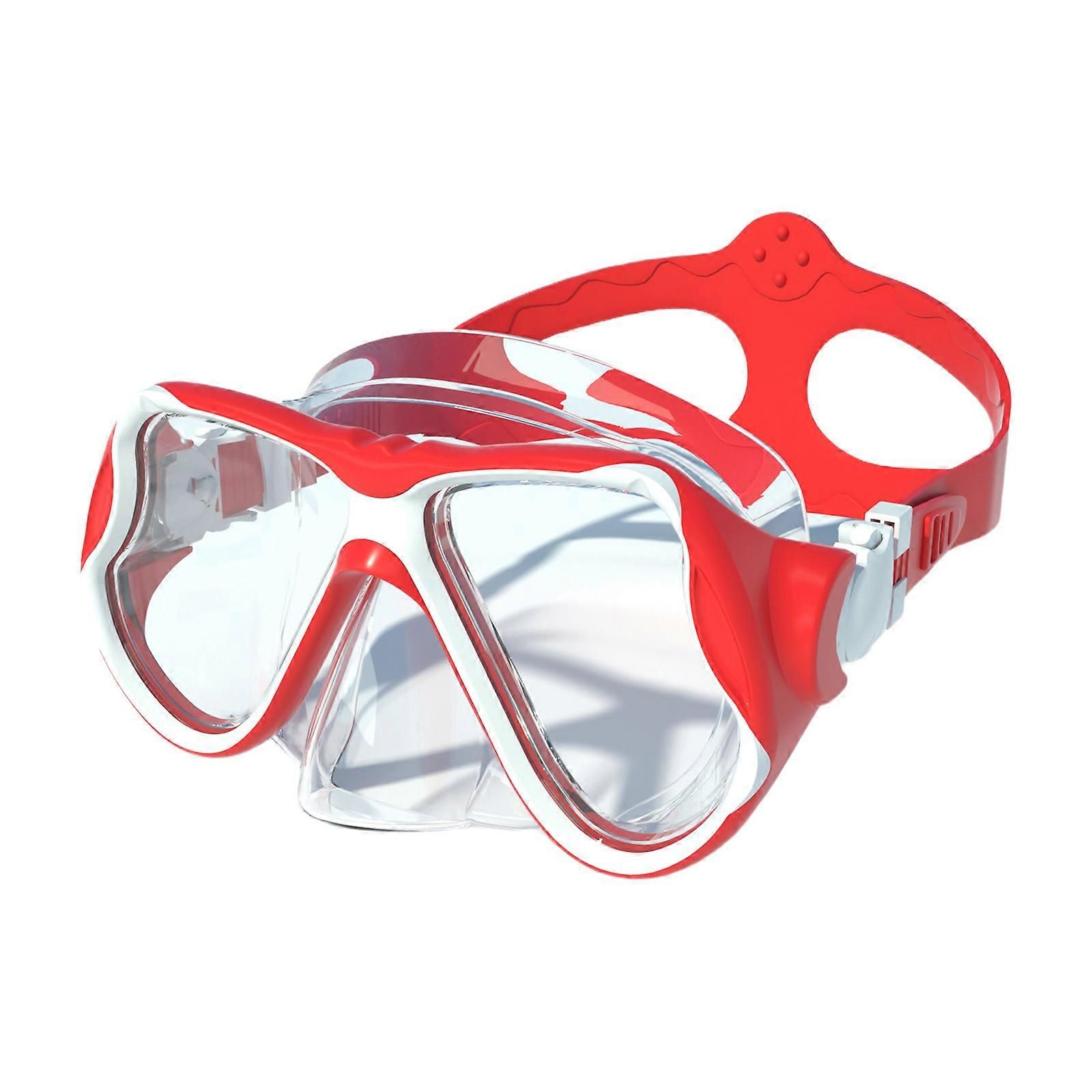 Swimming Goggles with Nose Cover, Wide View Adult Snorkelling Swim Goggles for Women Men Teens, Red