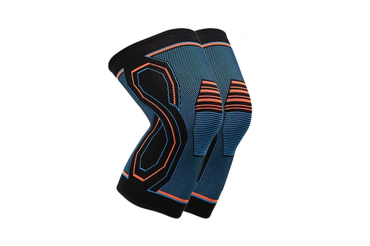 2-Pack Knitted Knee Support Sleeve Leg Brace for Gym Sports Running(L)
