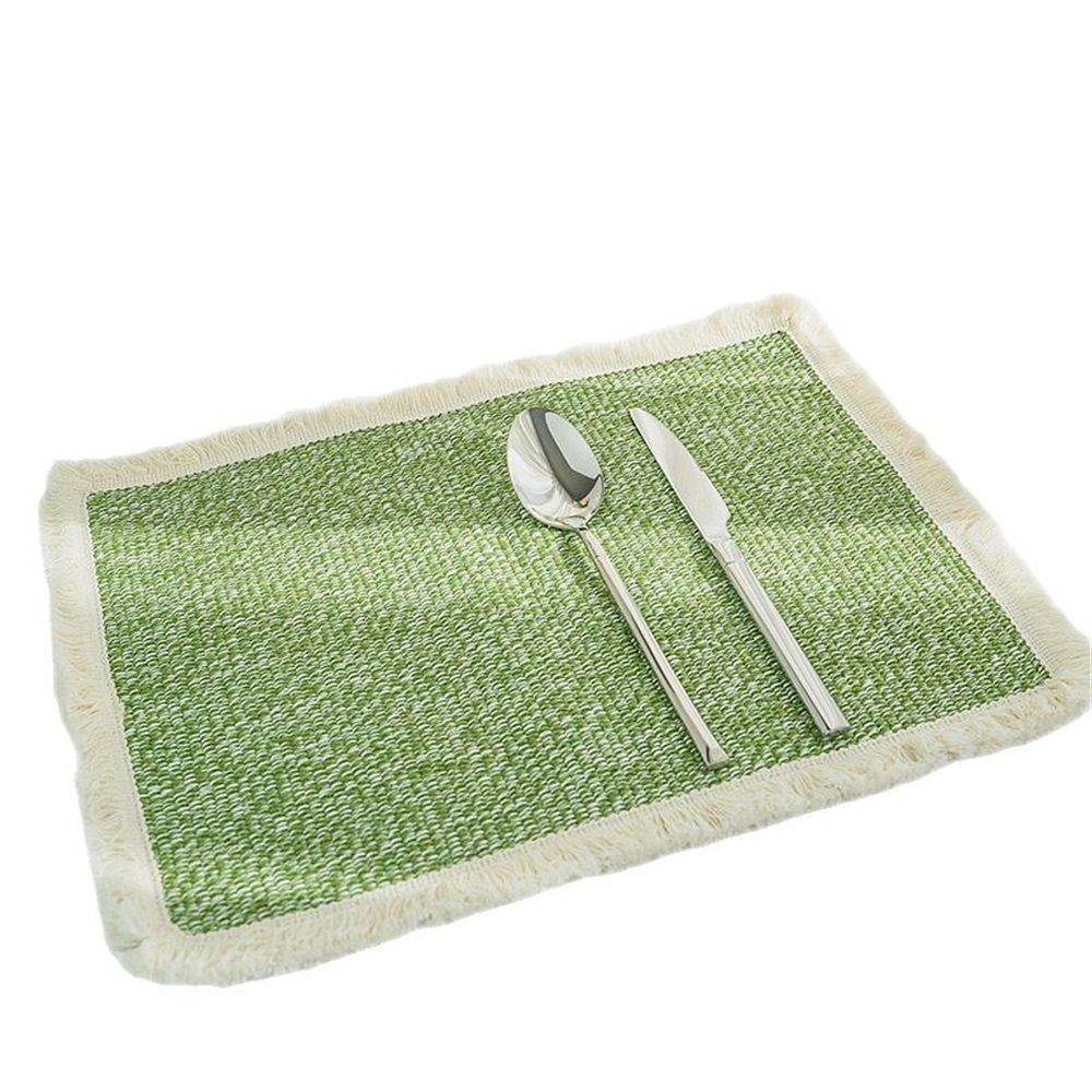 Cotton Frayed Placemats Set of 4 Dining Table | Rustic Vintage Boho Washable Easter Placemat for Outdoor Parties BBQ's Wedding, Special Occasions, - Green