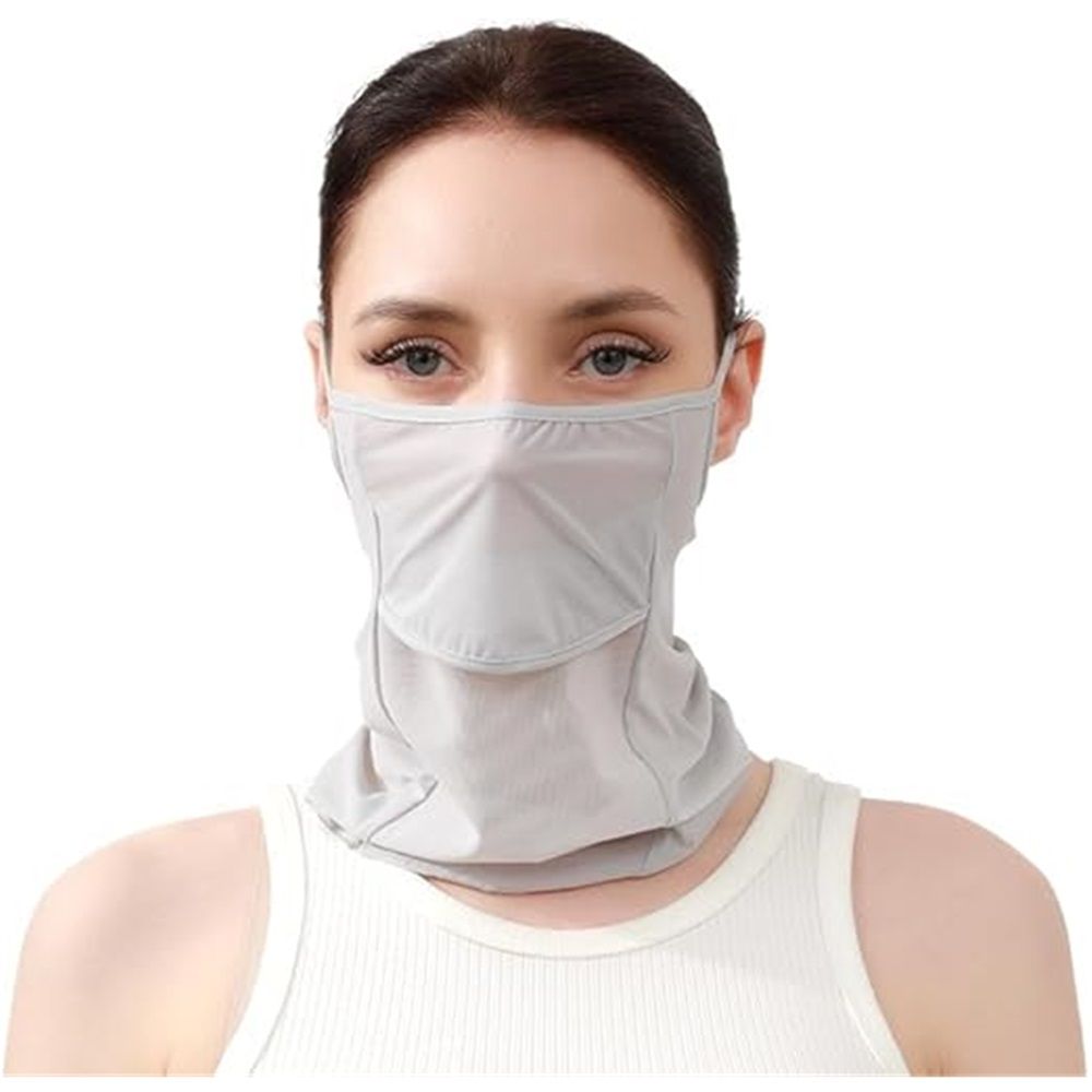 Cold Sensation Sunscreen Pure Silk Mask, Sun Shade UV Protection UPF50+ Breathable, Sweat Absorbent and Quick Drying, Reusable Mask for Running/Beach/Fitness/Party/Fishing/Riding/Hiking