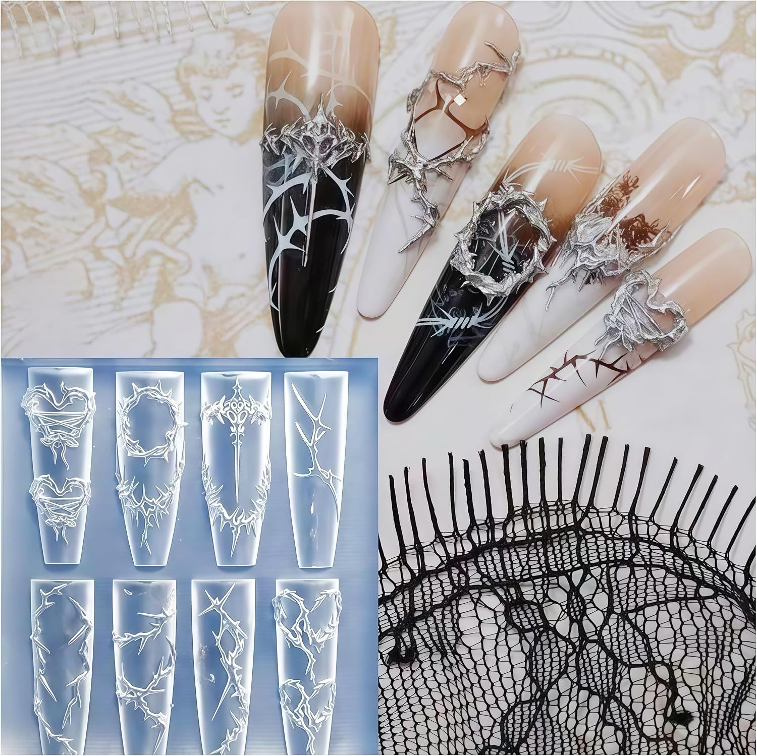 3D Nail Molds Thorns Design, Silicone Tool Art Y2k Decoration