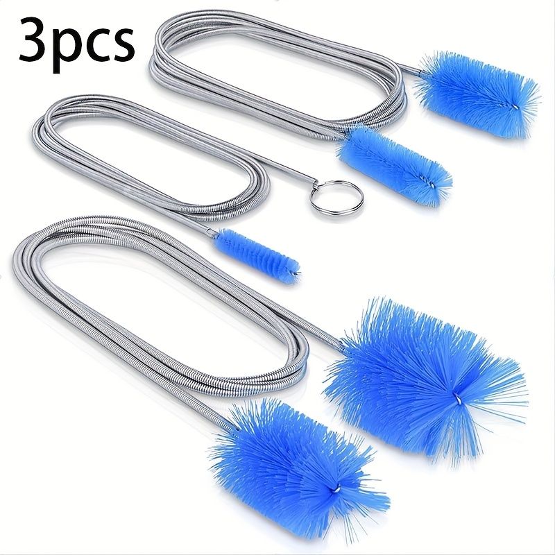 [Drainage Brush Set] Flexible long drainage brush 3pcs set with double-head and stainless steel pipe cleaning brush, suitable for kitchen, sink and pipe cleaning 3pcs