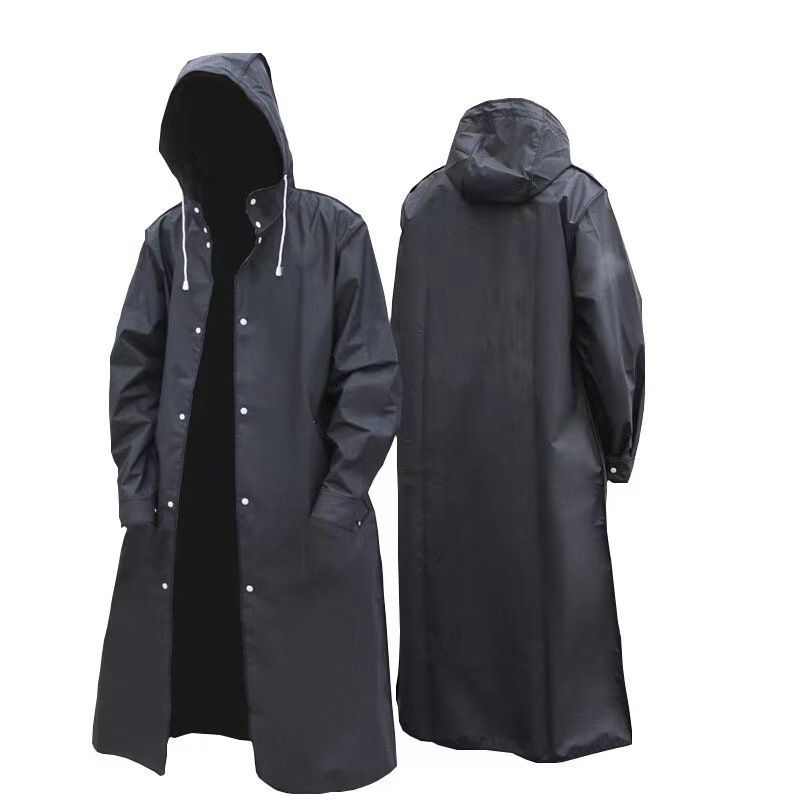 EVA Rain Jacket for Adults, Waterproof and Shockproof with Black Hood for Cycling and Outdoor Hiking XL