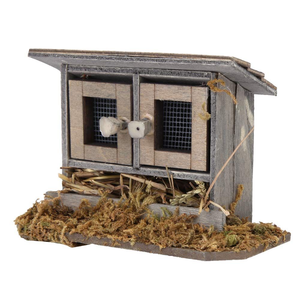 Dollhouse Miniature Chicken Coop Miniature Retro Wooden Hen House for Kids Micro Landscape Fairy Garden Decor