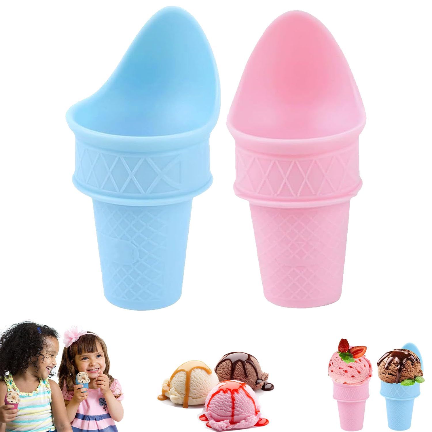 2PCS Ice Cream Cone Holder, Reusable Ice Cream Cones, Plastic Ice Cream Cone, Ice Cream Cone Holder for Kids
