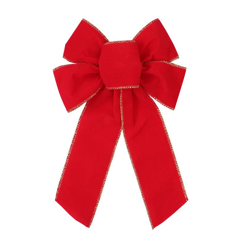 Red Bows Christmas Decorations Big Wired Velvet Bow with Gold Border for Wreaths Outdoor, Gift Wrapping, Tree Topper, Outside