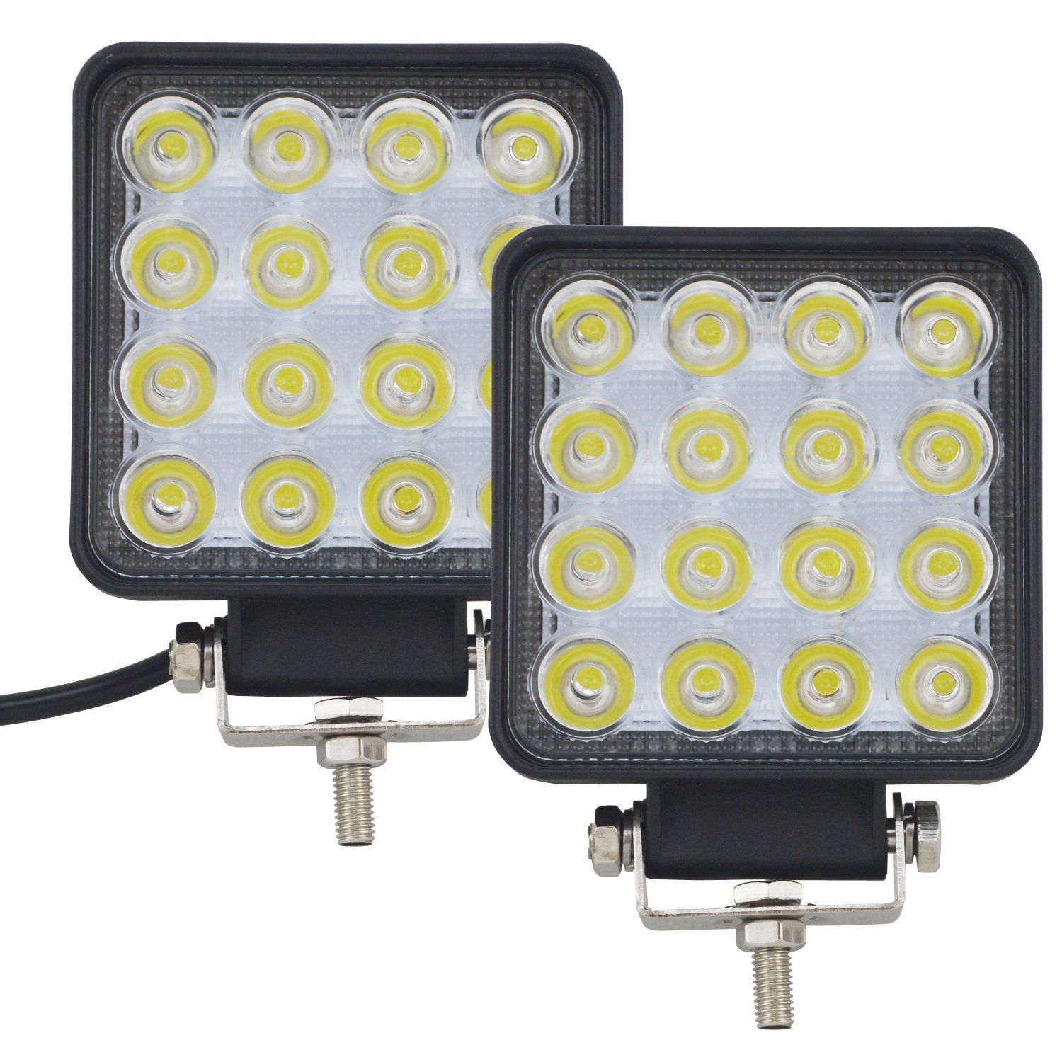 4 inch Flood Square LED Work Light Bar for ATV 4x4 Trailer Fishing Boat Tractor Truck (Pack of 2)
