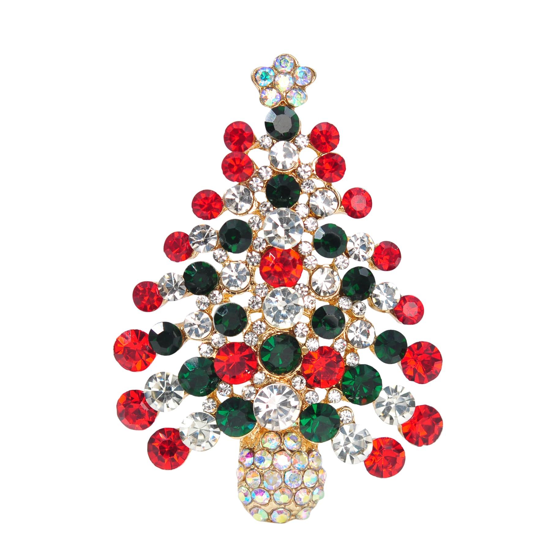 Holiday Christmas Jewelry Xmas Tree Brooch Pin With Colorful Crystal Lights for Claus Snowman Jingle Bells Jewelry Pins