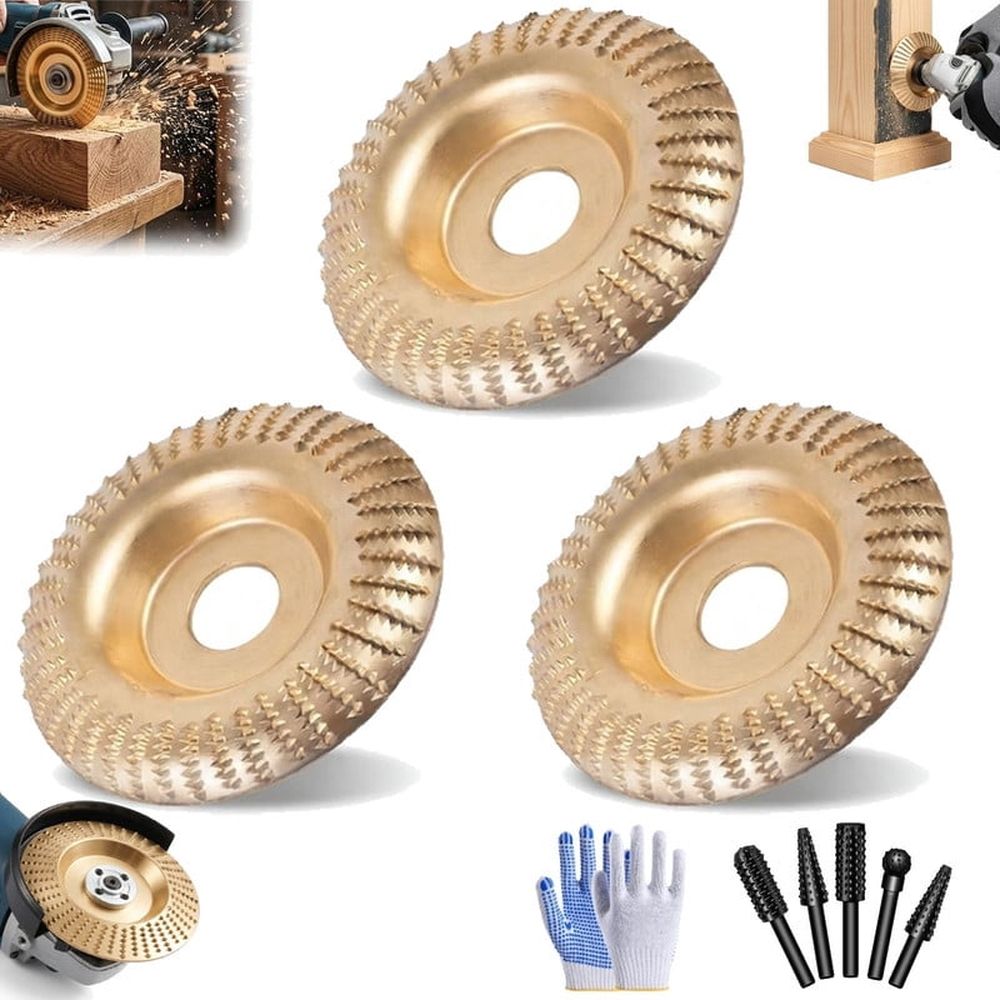 Heavy-Duty Wood Carving Disc Set 3PCS, 4" Grinding Wheels, Wood Carving Sanding Disc Accessory for Polishing Tools, Grinding & Shaping Wheel for Wood Cutting