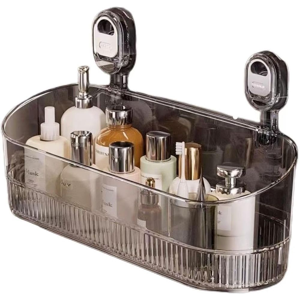 Clear Bathroom Shower Caddy, Wall Mount Storage Shelf with Suction Cups,Bathroom Storage Shelf 12.7x4.5x3.5 inchesLoad-bearing capacity: 22Ib 1piece (transparent)