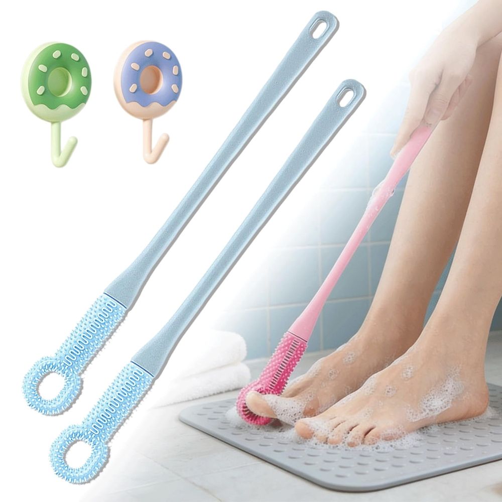Deep Cleaning Foot Brush, 15.7" Long Handled Foot Scrubber for Wet or Dry Brushing, Foot Scrubber Exfoliating Brush for Men & Women
