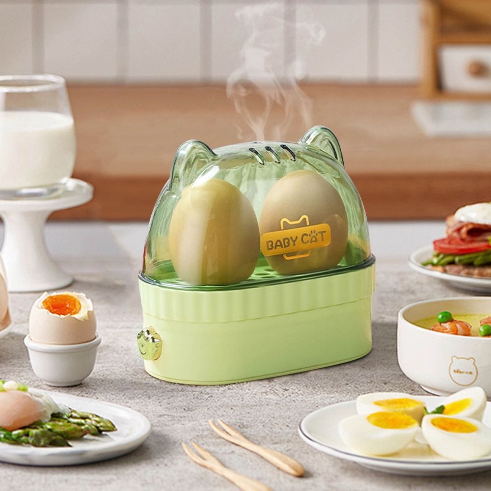 Egg Cooker and Steamer | Automatic Shut-Off Breakfast Machine for Hard Boiled, Soft Boiled & Poached Eggs | Compact Appliance for Dorm, Office & Travel | 2 Egg Capacity with 360° Steam Cooking