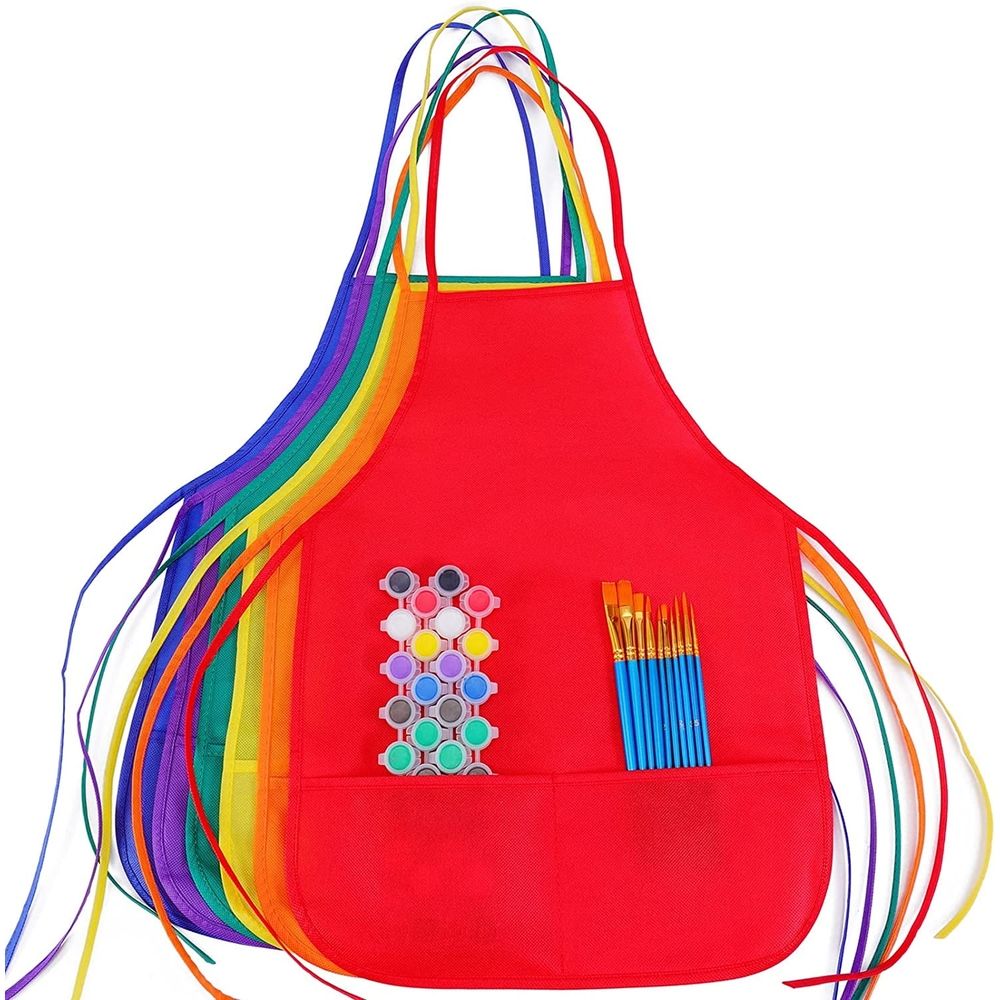 Kid Artists Aprons Non-woven Set of 12 for Kitchen, Classroom, Community Event, Crafts & Art Painting Activity