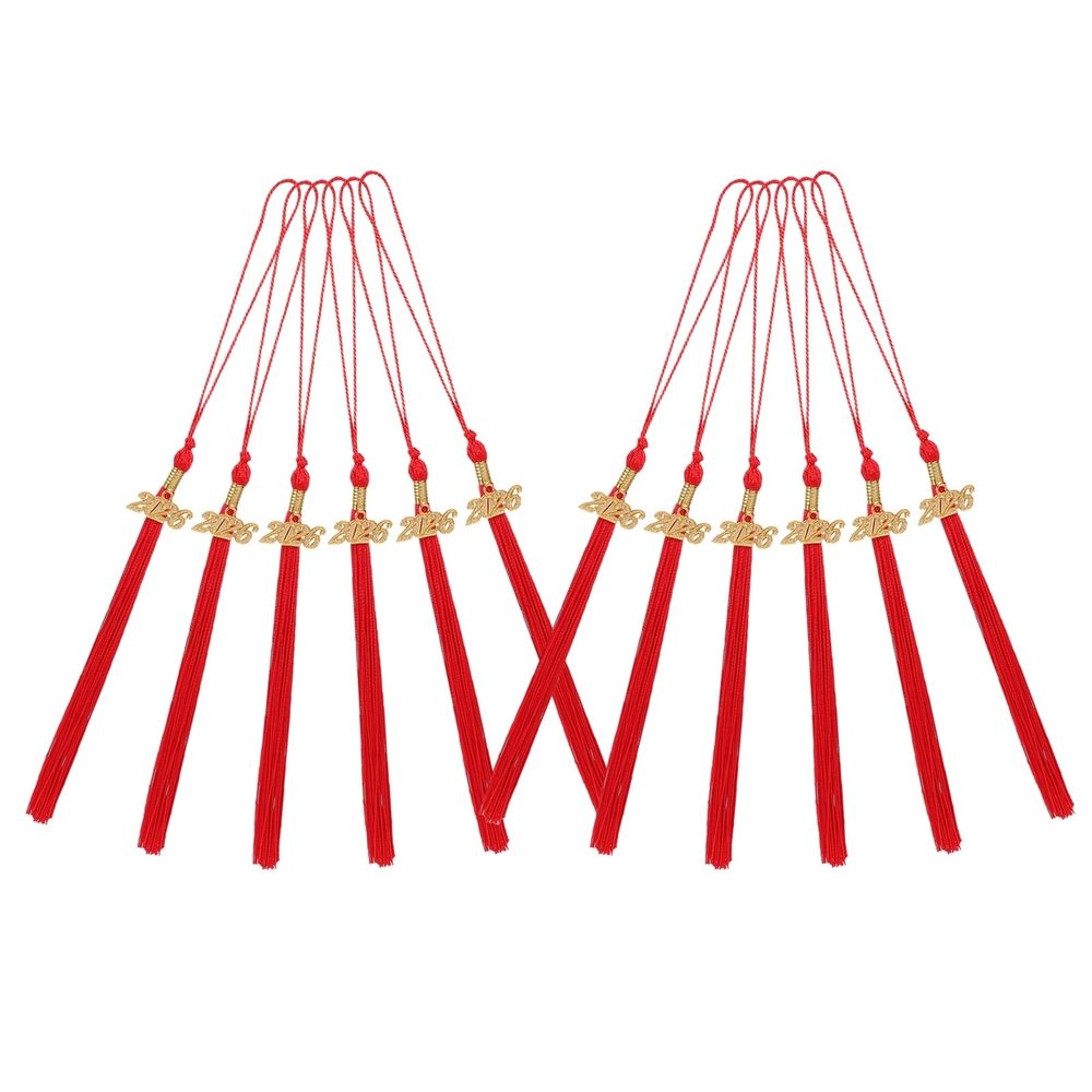 12Pcs 2026 Graduation Cap Tassel Charms Red Decorative Graduation Accessory