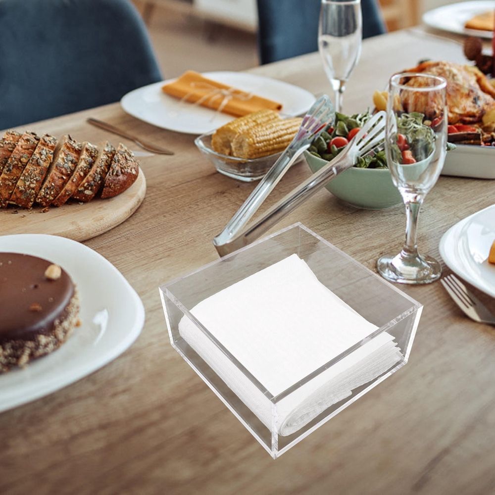 Acrylic Napkin Holder Box with Rounded Edges Perfect for Dining Table Storage and Decor