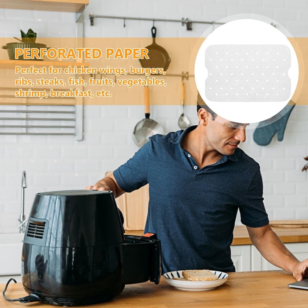 Non-Absorbent Air Fryer Sheets White for Home Baking Even Heat Distribution 100Sheets