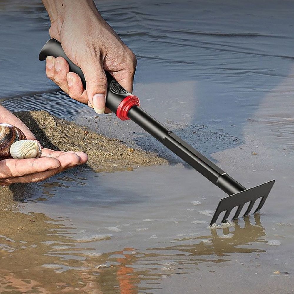 5 Tine Hand Rake Gardening Tool Made of HRC60 Quenched Steel with Fiberglass Handle for Weeding Cultivating Soil Aeration