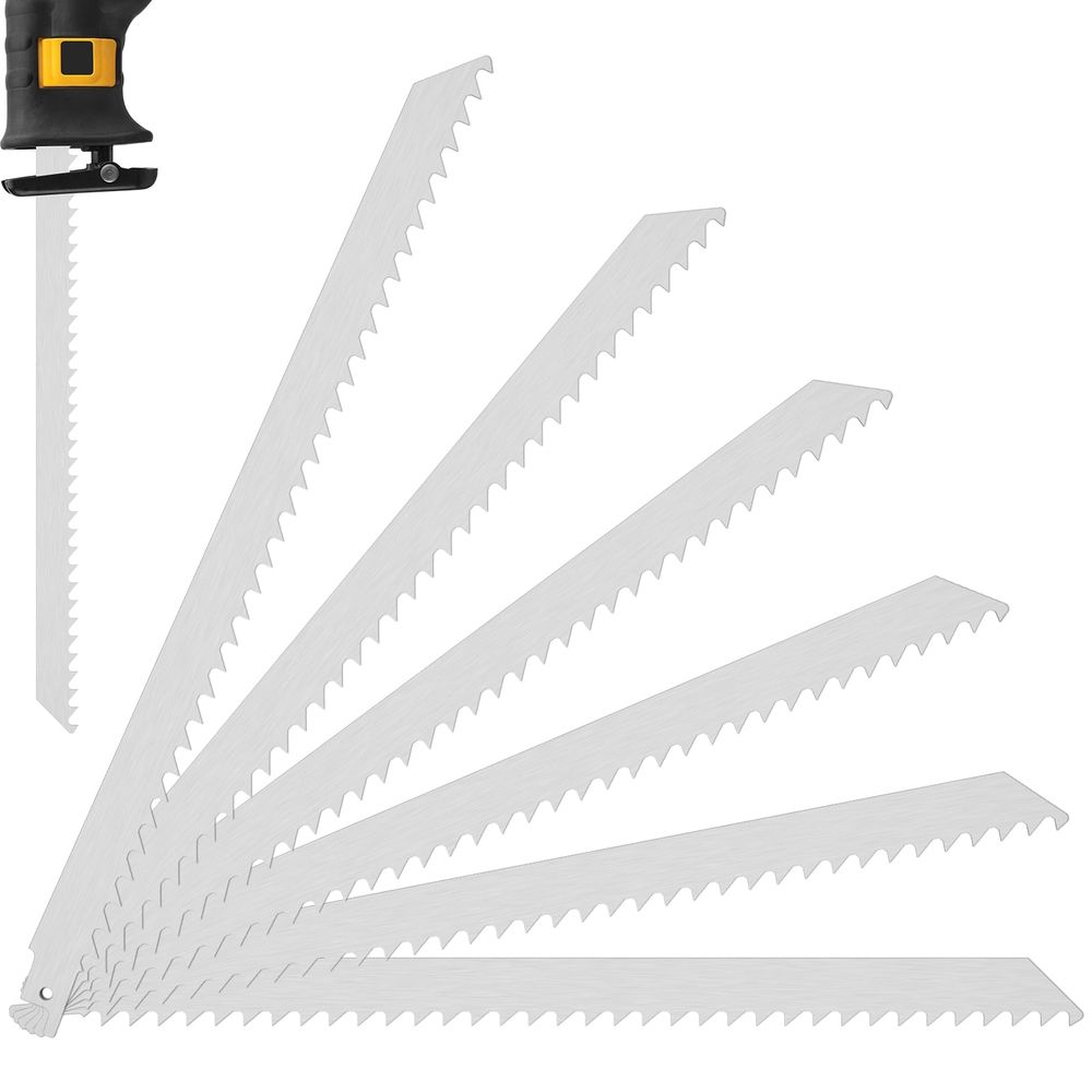 6PCS Reciprocating Saw Blade Set 12in Stainless Steel Saw Blades 3TPI Big Tooth Unpainted Saw Blades for Frozen Meat Bones Turkey Beef