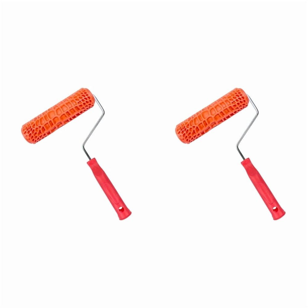 2X Rubber Imitation CrocodileGrain Pattern Paint Roller Paint Texture Pigment Printing Wall Painting Roller with Handle