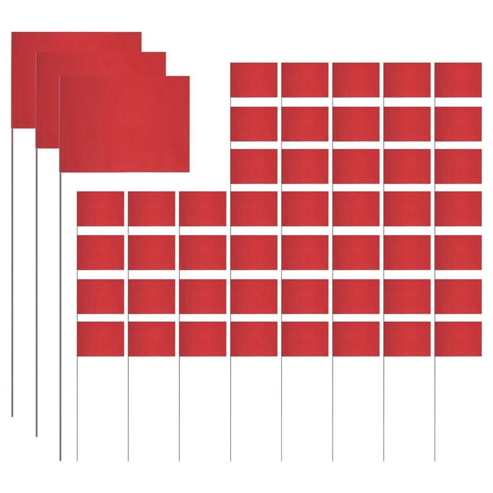 50Pack Marking Flags, Red Yard Flags 15x4x5Inch, Marker Lawn Markers, Irrigation Landscape
