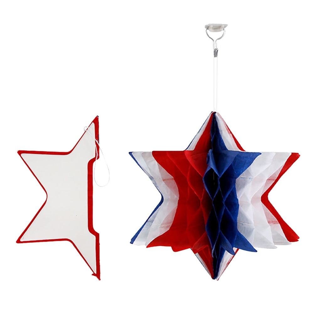 4th of July Patriotic Hanging Decorations - Red White Blue Paper Fans & Star Hanging Decor for Independence Day, Memorial Day, Veterans Day Party Supplies, USA Theme Party Decorations