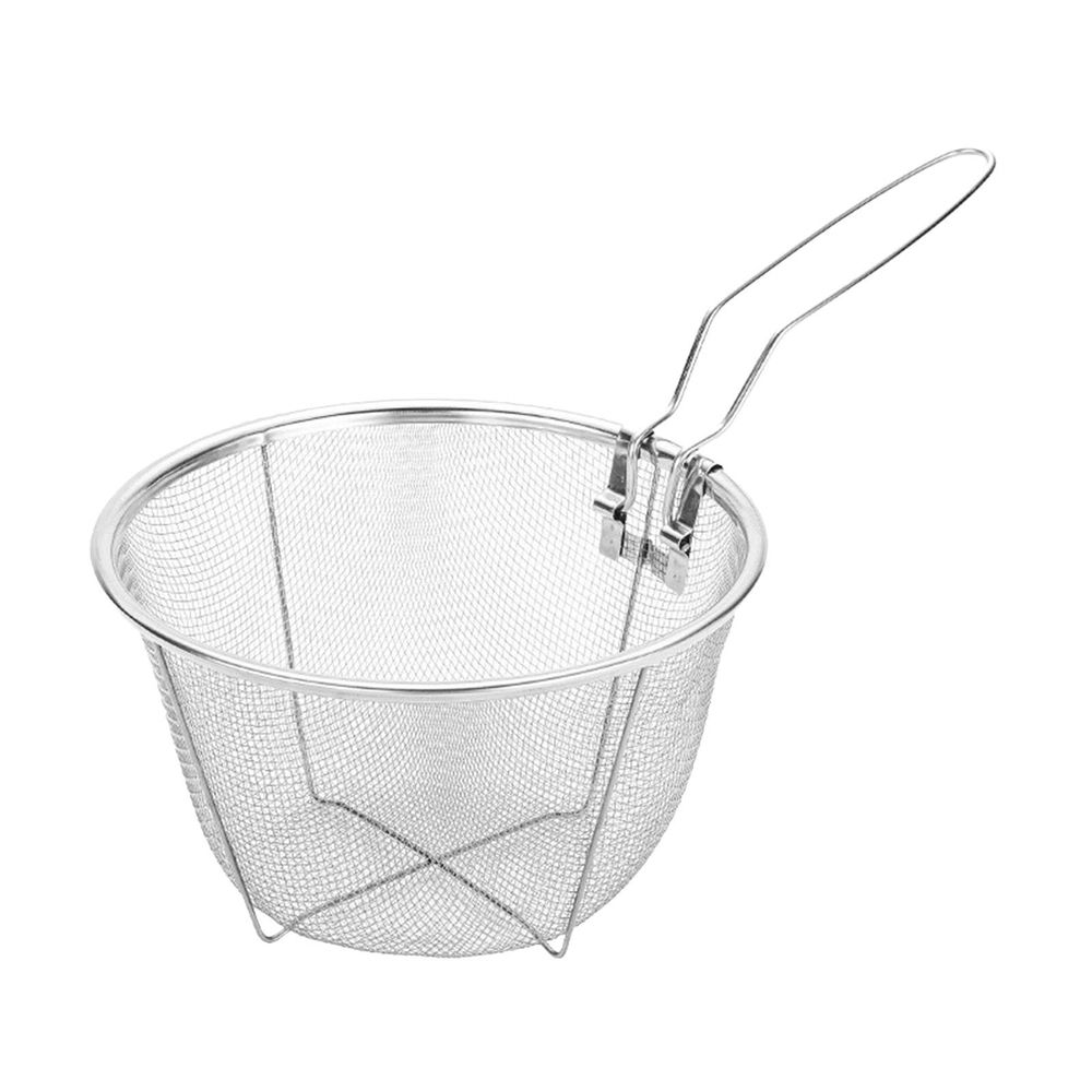 Frying Basket,Stainless Steel Mesh Strainer with Hook,Oil Drainer Sieve for Kitchen Restaurant Outdoor Cooking,5.9x3.7in