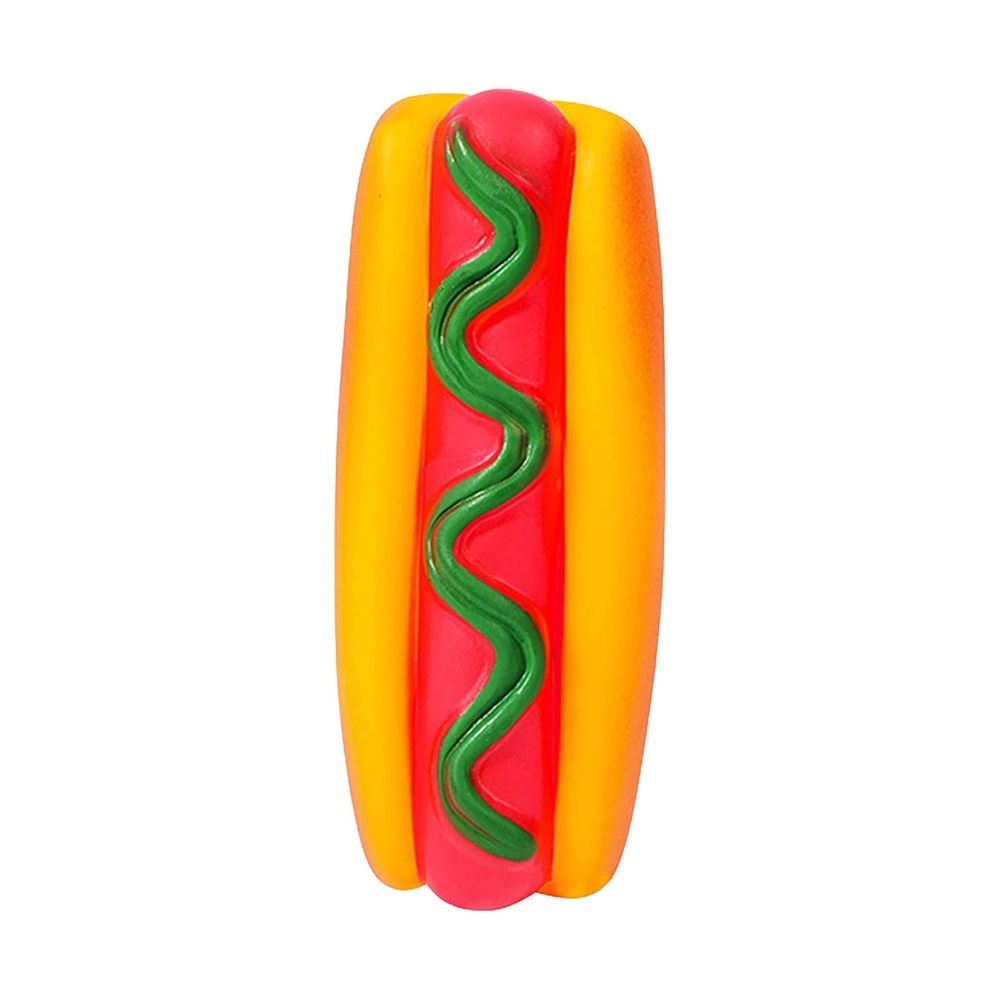 Squeaky Hot Dog Toy for Dogs,Funny Vinyl Chew Toy with Built-in Squeaker,Interactive Fetch and Chew for Small Medium Breeds,5.6in