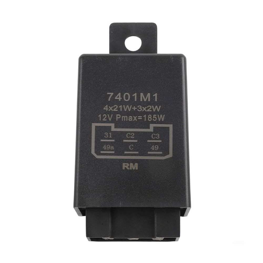 Vehicle Flasher Unit 12V with 6 Pin Terminal Layout and Mounting Ear, Rectangular Indicator Part for Turn Signal Circuit Service and Electrical Checks