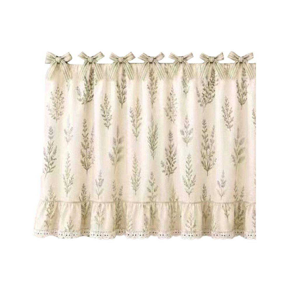 Rustic Lace Oven Cover Decorative Kitchen Stove Curtain with Floral Lace Trim and Dustproof Fabric for Ranges and Ovens Country Style Home Decor Kitchen Appliance Guard